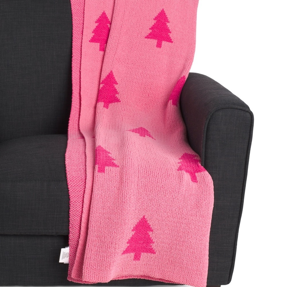 Bella Lux pink Christmas tree Decorative Throw Blanket